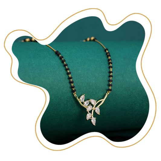 Leaf Design CZ Mangalsutra – Gold Plated Artificial Jewellery