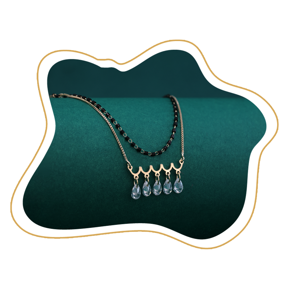 Crystal Drop Dual-Chain Mangalsutra – Modern Elegance