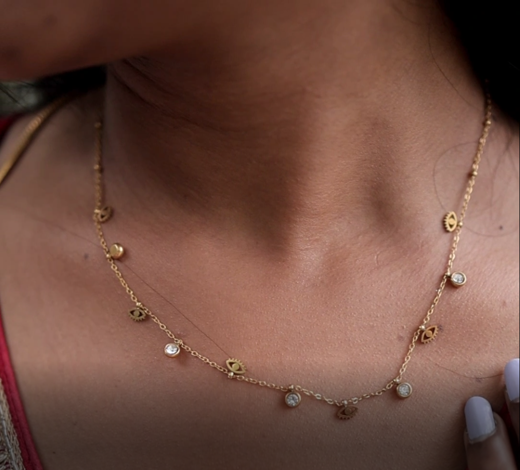 Evil Eye Charm Necklace – Gold Plated Protection & Elegance