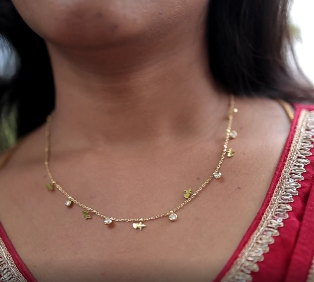 Crystal Charm Necklace – Playful Elegance