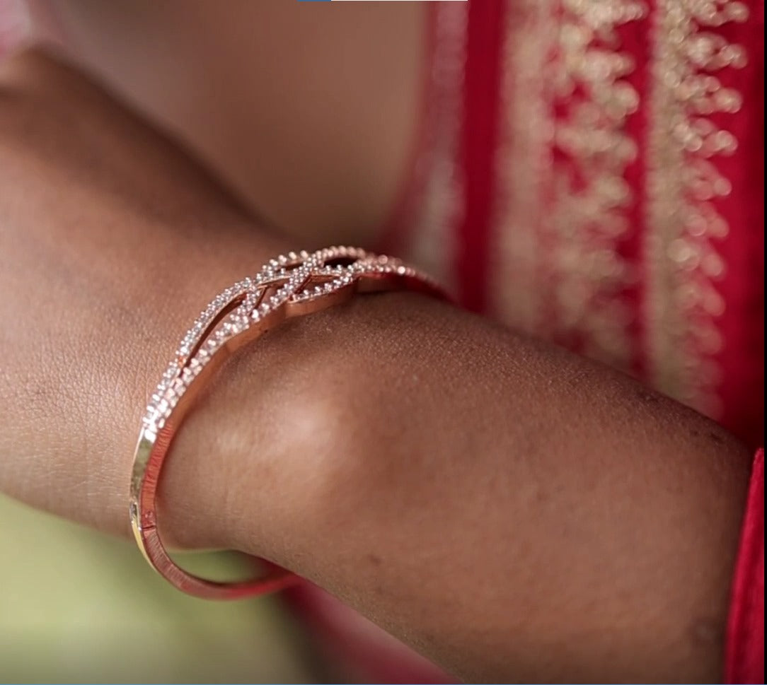 Twisted Diamond-Studded Gold Bracelet – Zevaae Jewels