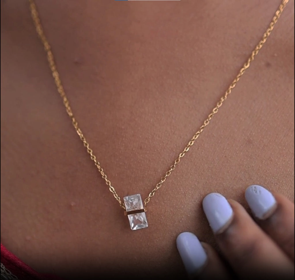 Minimalist Crystal Bar Pendant Necklace – Modern Charm