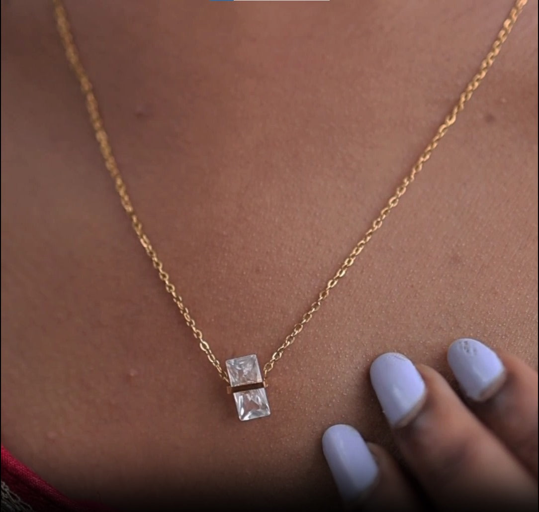 Minimalist Crystal Bar Pendant Necklace – Modern Charm
