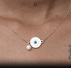 Evil Eye Pearl Charm Necklace