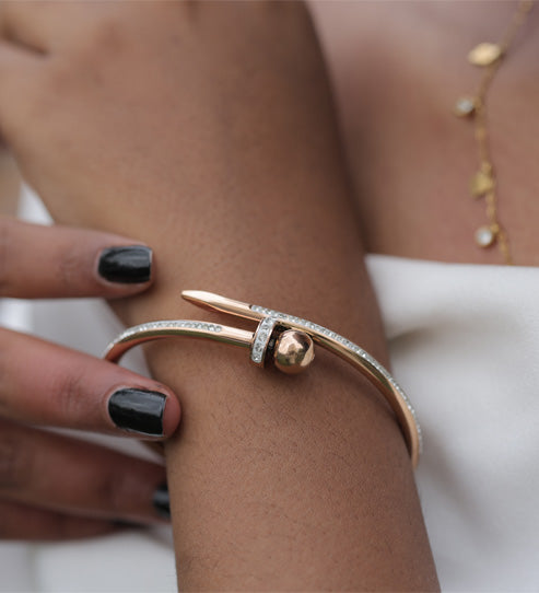 Rose Gold Designer Bracelet with Diamond Accents – Zevaae Jewels