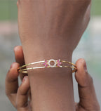 Floral Ruby & CZ Gold Bracelet – Zevaae Jewels