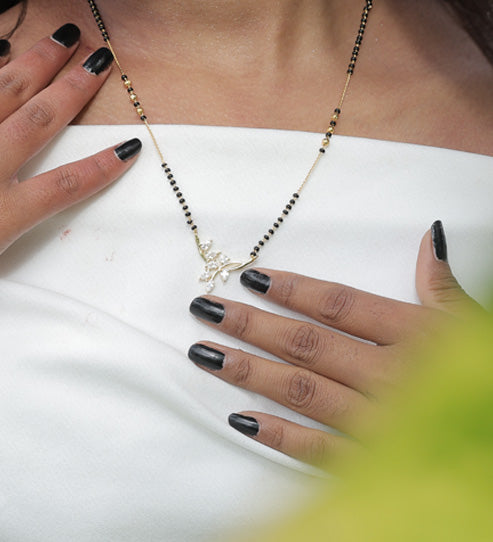 Leaf Design CZ Mangalsutra – Gold Plated Artificial Jewellery