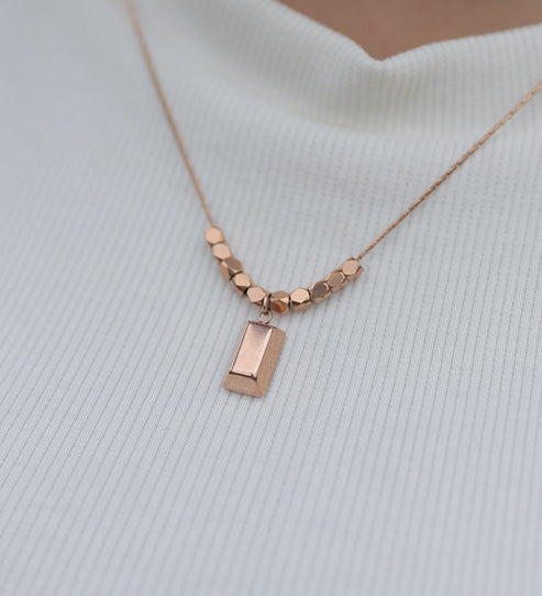 Hexa Bead Bar Pendant Necklace – Gold Plated Artificial Jewellery