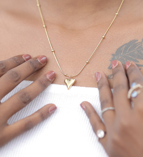 Bold Heart Pendant Necklace – Gold Plated Artificial Jewellery