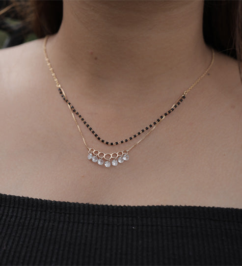 Double Layer CZ Drop Mangalsutra – Gold Plated Artificial Jewellery