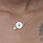 Evil Eye Pearl Charm Necklace