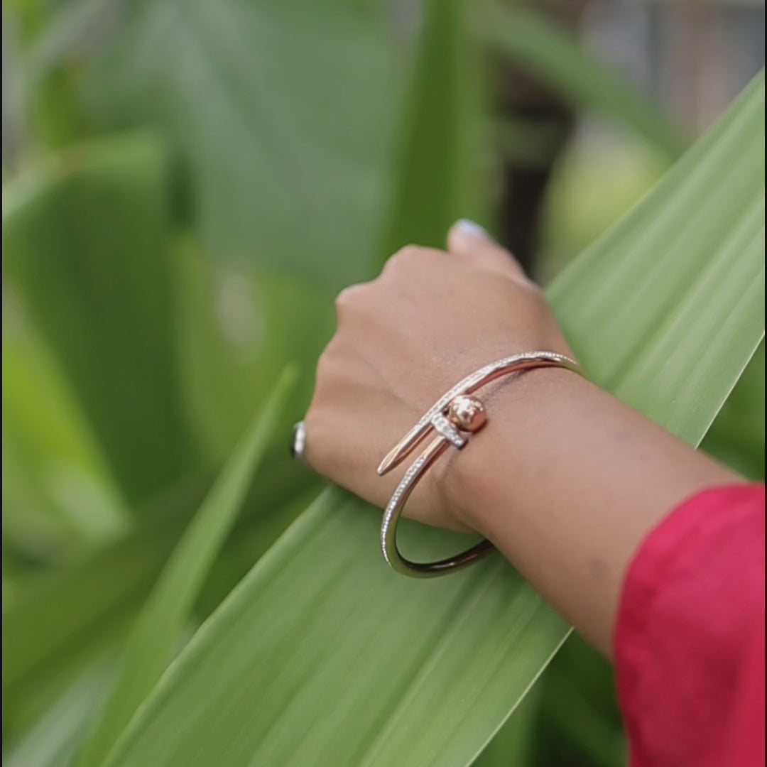 Rose Gold Designer Bracelet with Diamond Accents – Zevaae Jewels