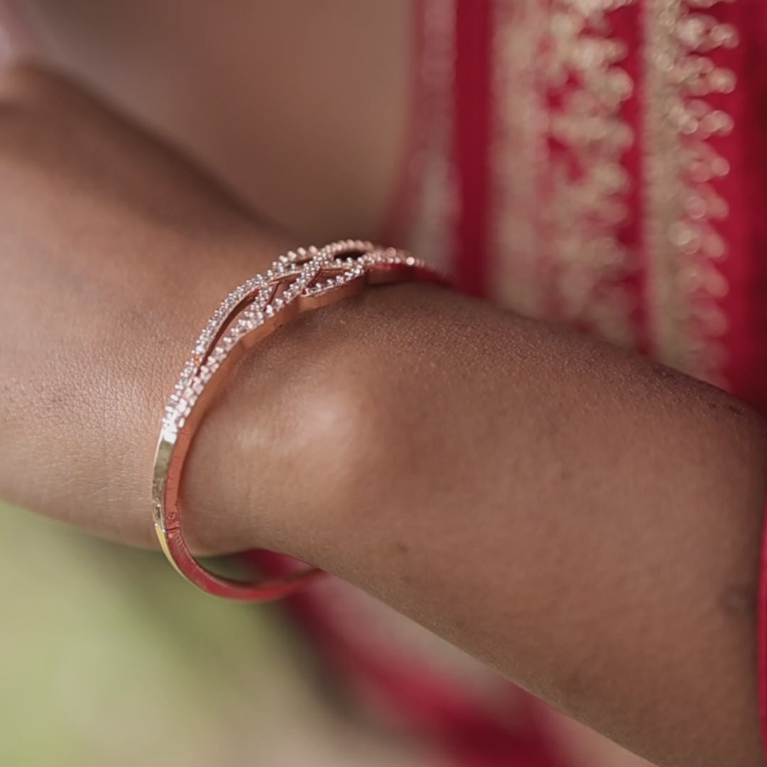 Twisted Diamond-Studded Gold Bracelet – Zevaae Jewels