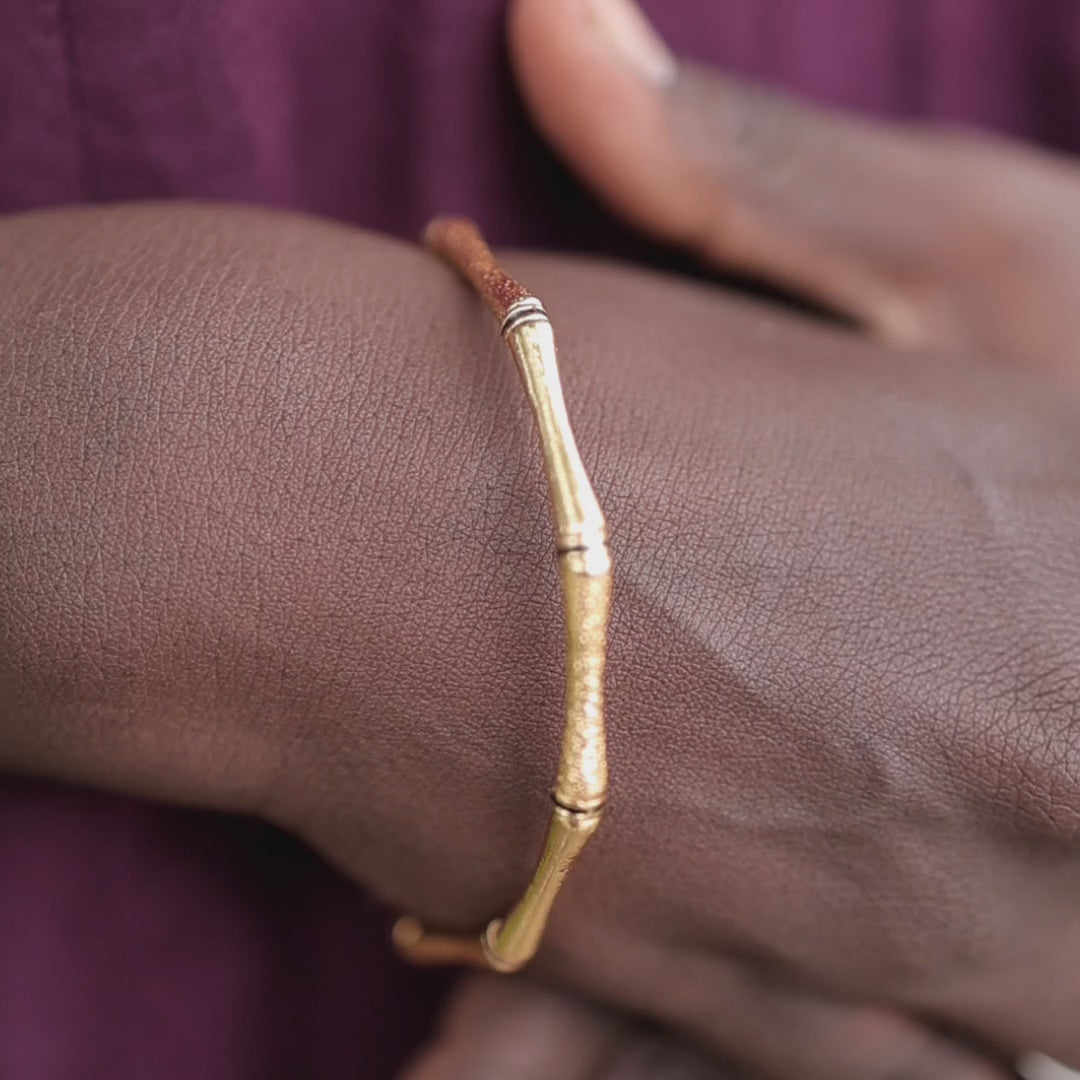 Textured Bamboo-Inspired Gold Bracelet Set – Zevaae Jewels