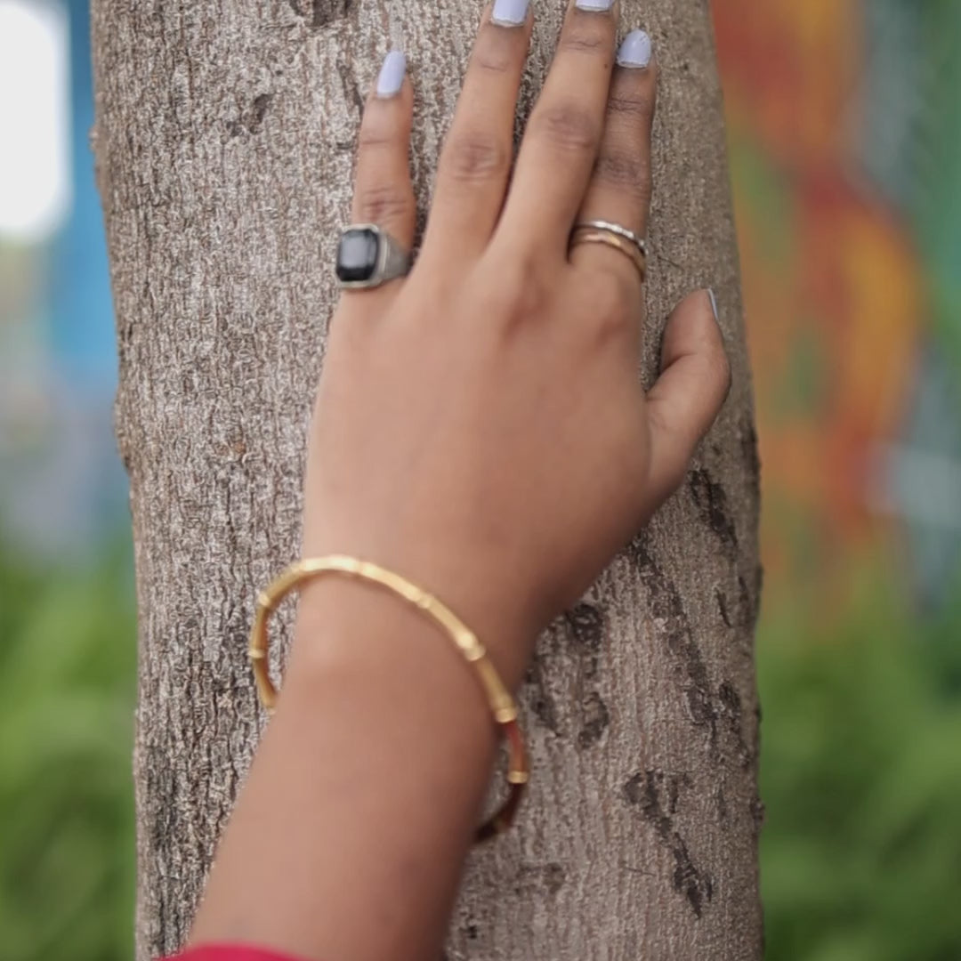 Bamboo-Inspired Gold Bracelet – Zevaae Jewels